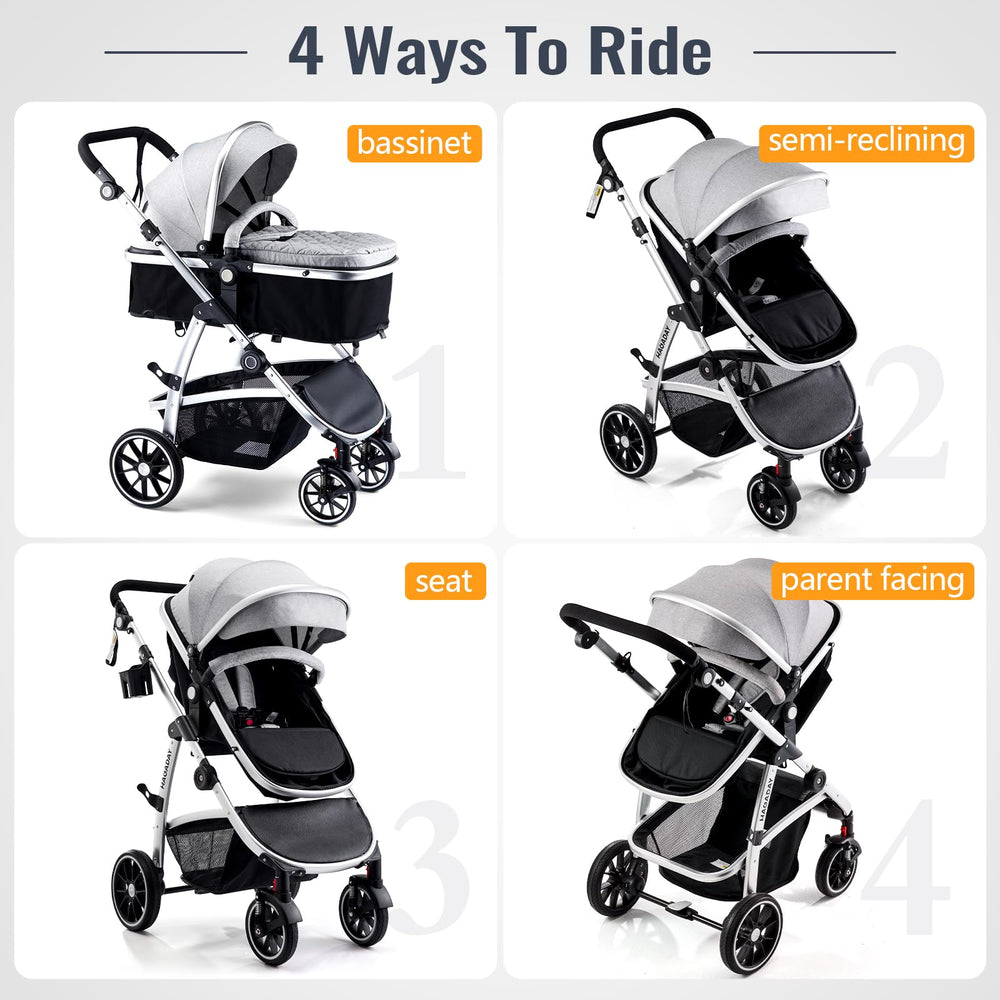 Hagaday stroller suspension wheels cushion bumps for a smoother outing.