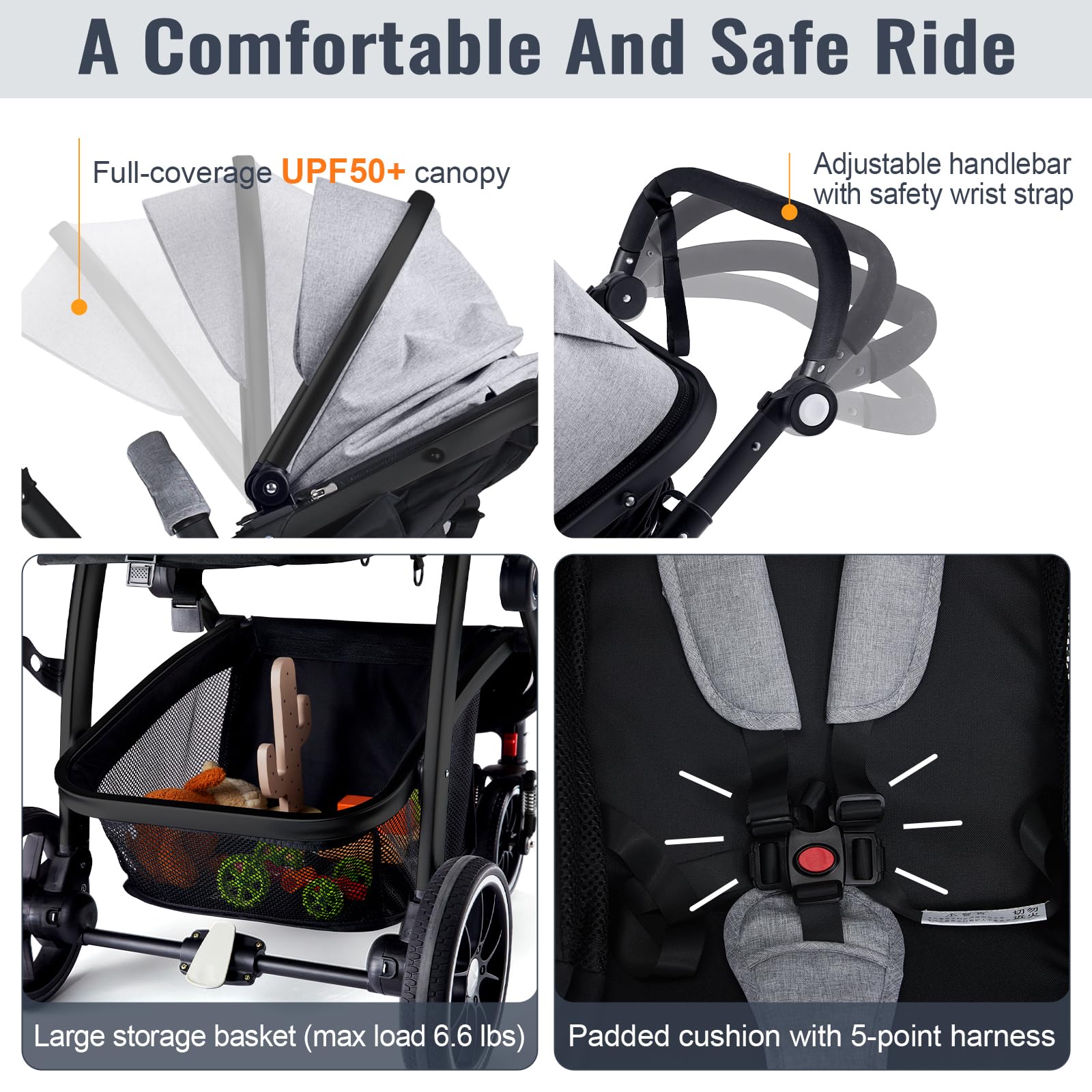 Hagaday spacious under-seat storage basket for baby and parent essentials.