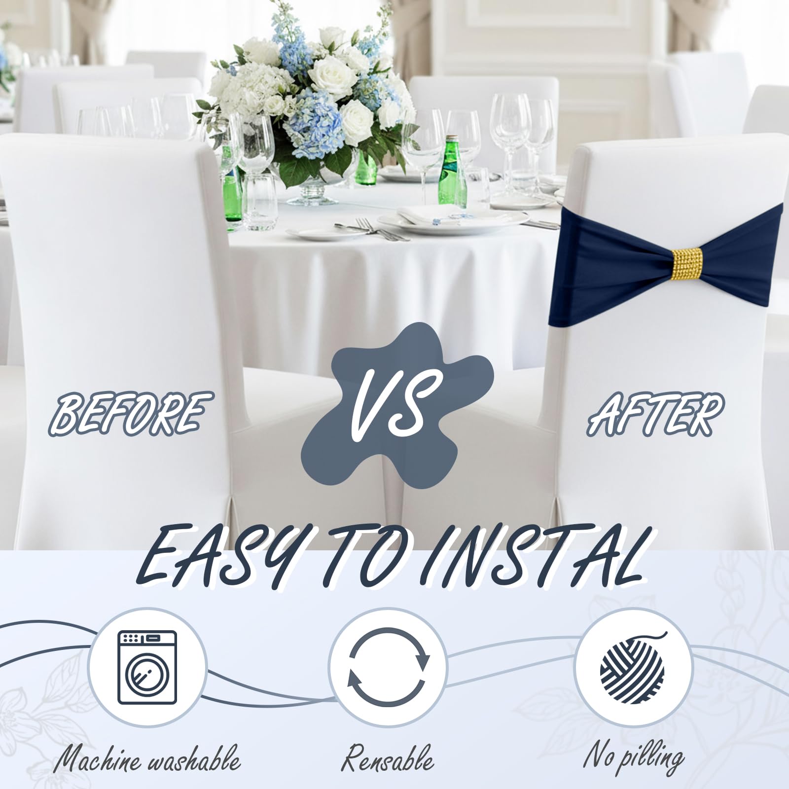 Hahafelt 100pcs bulk sashes ideal for large weddings and banquets.