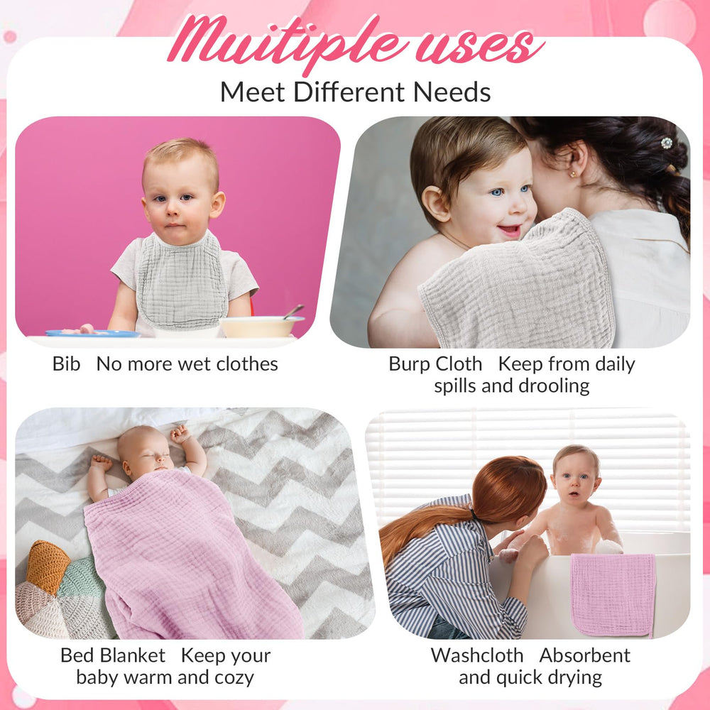 Hahafelt pink baby bib catches drool and protects clothes in style