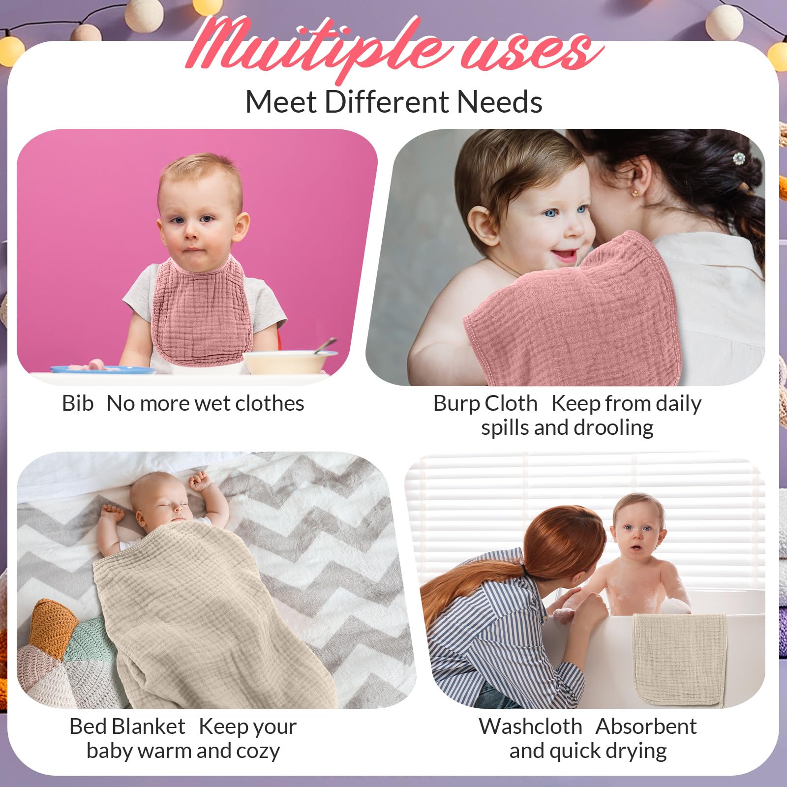 Hahafelt pink baby bib, keeps outfits clean after feeds and drool.
