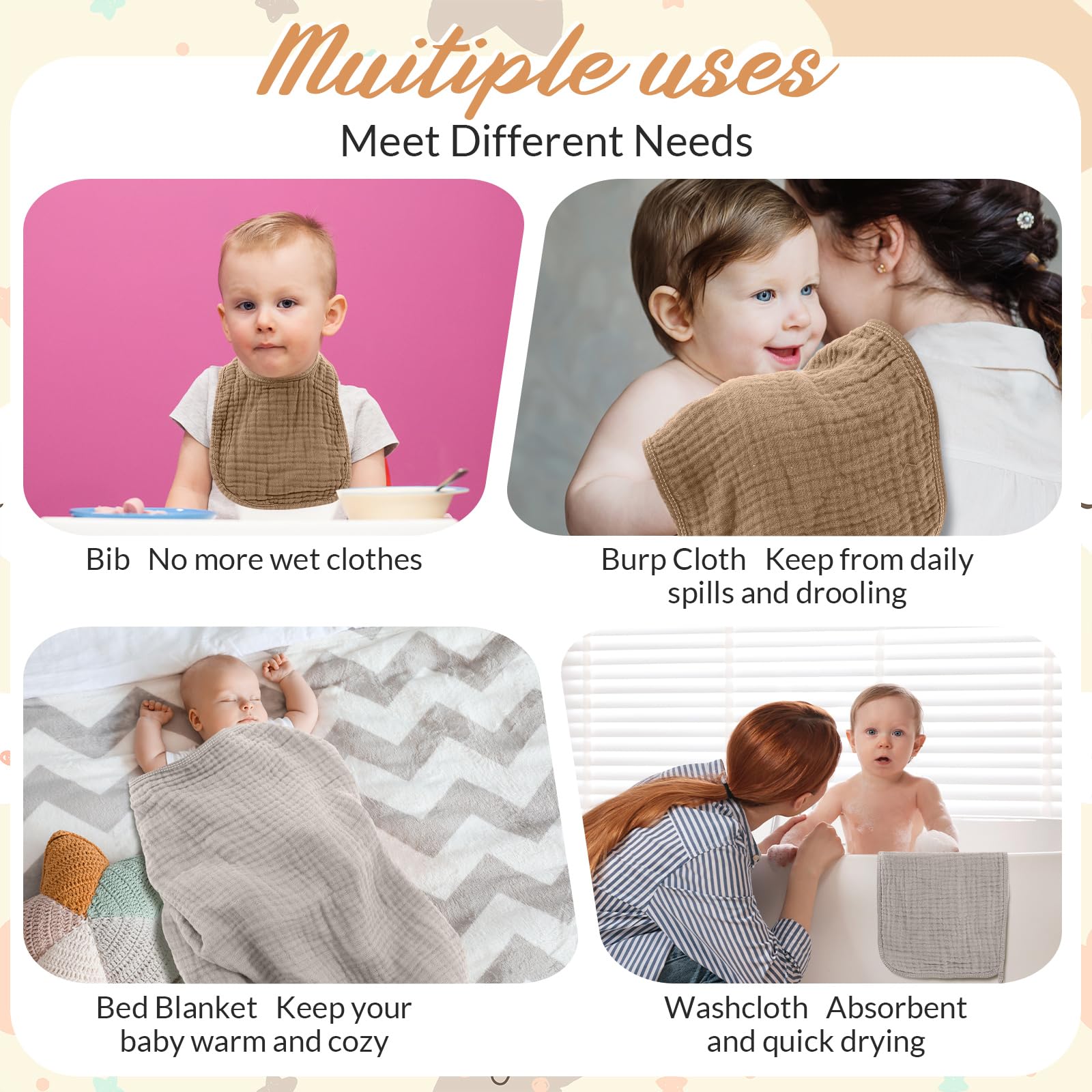 Hahafelt baby bibs set, absorbent and outfit-friendly.