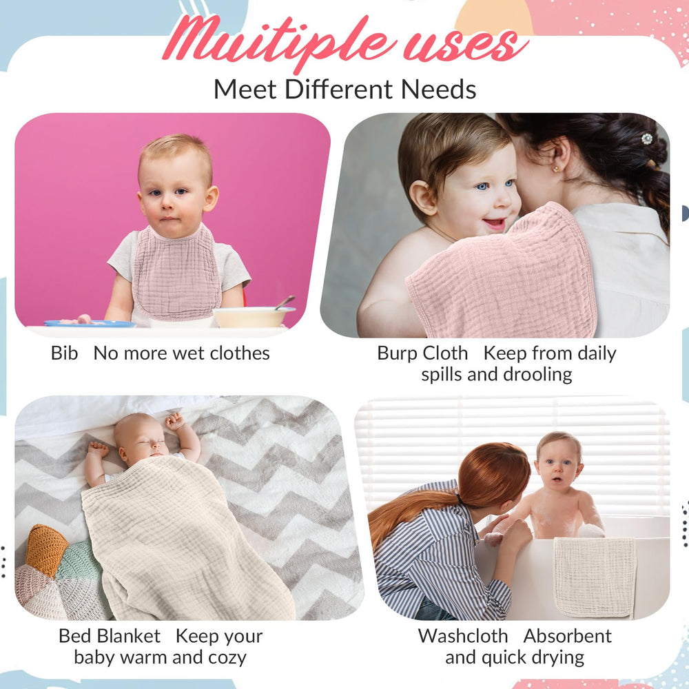 Hahafelt baby bibs catch drool and spills during meals.