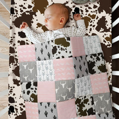 Hahafelt cow print quilt detail adds playful charm