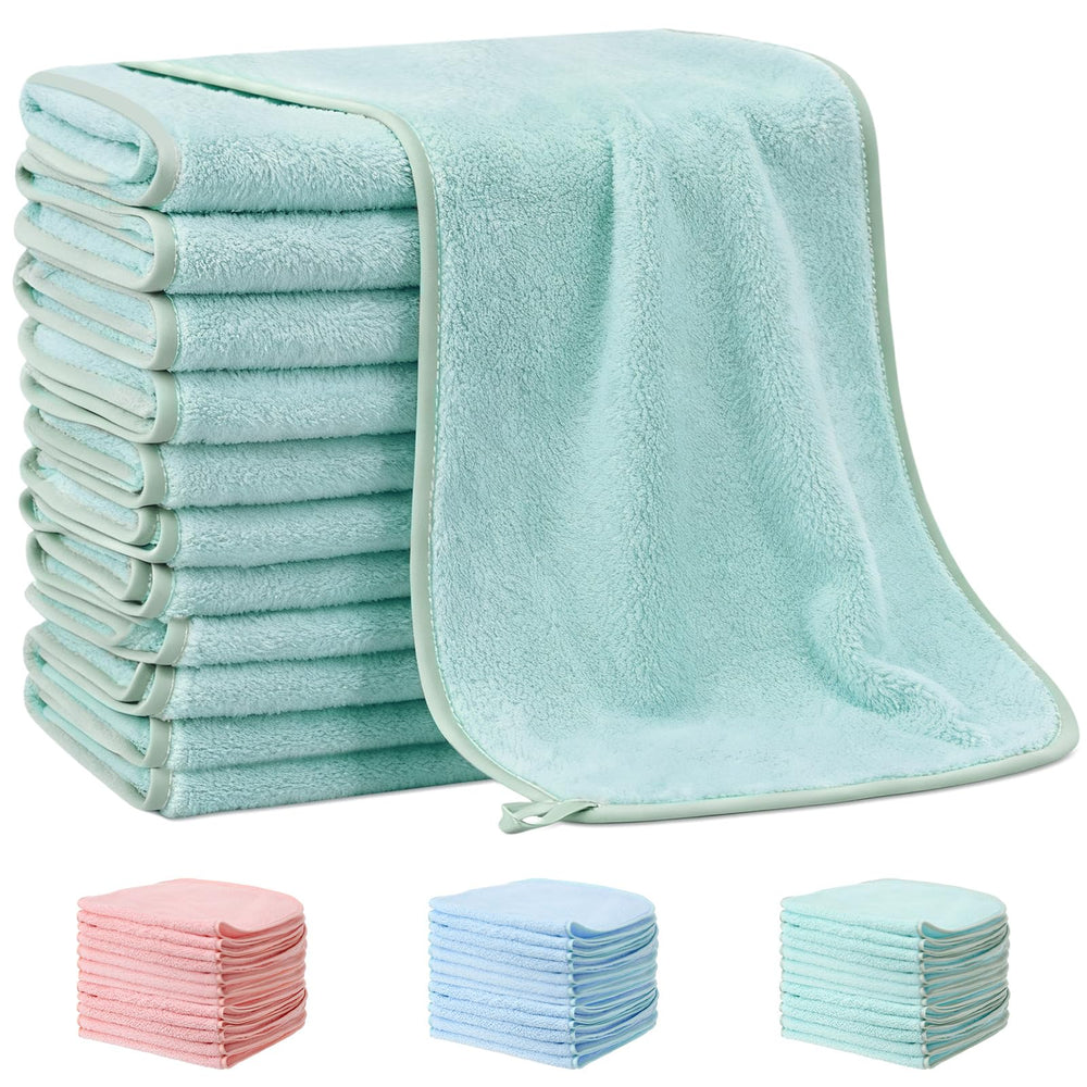 Hahafelt green baby burp cloths pack with soft coral fleece for gentle newborn skin.