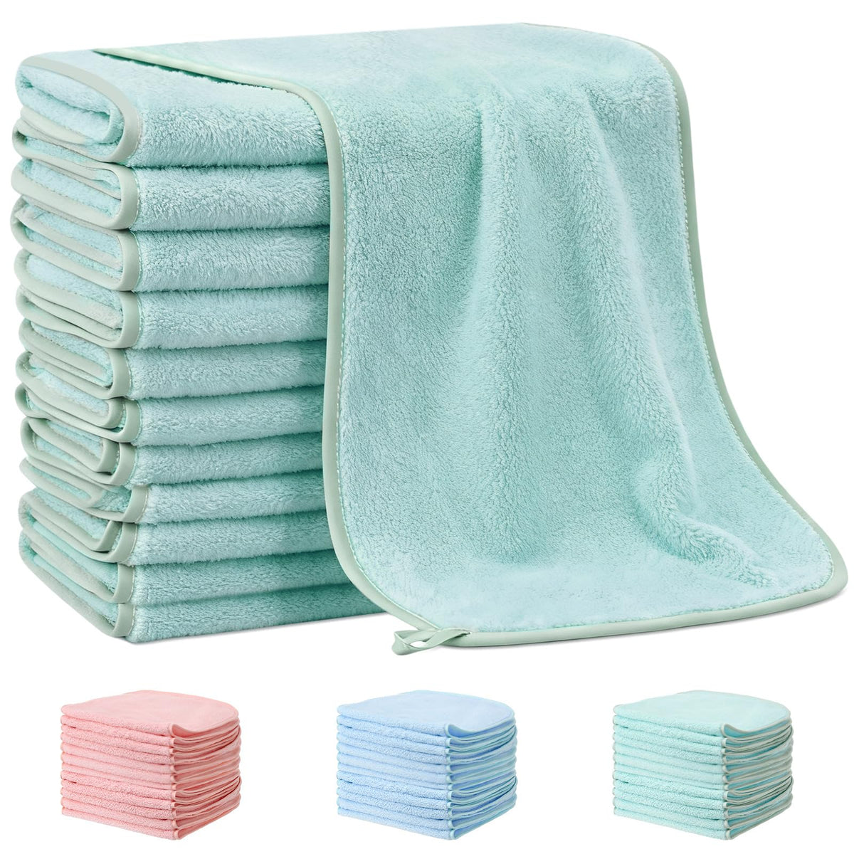 Hahafelt green baby burp cloths pack with soft coral fleece for gentle newborn skin.