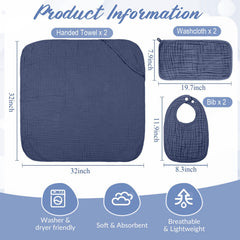 Hahafelt light blue hooded towel, gentle drying for newborn skin.