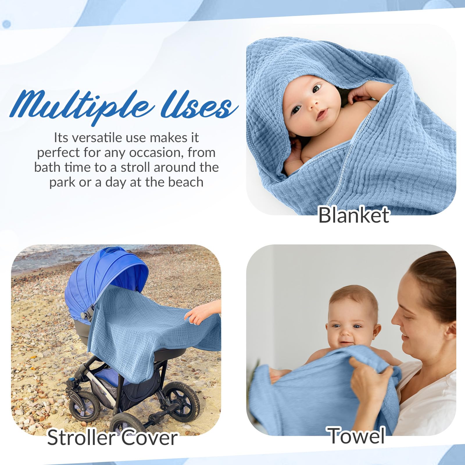 Hahafelt six-layer muslin towels absorb moisture quickly