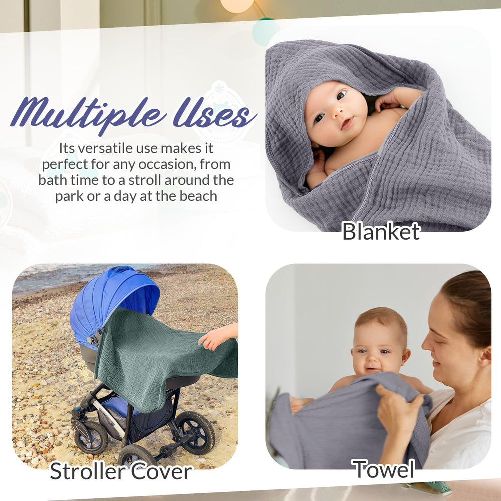Hahafelt baby bath set shown for drying and soothing post-bath routine.