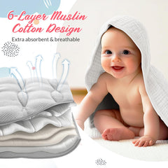 Hahafelt baby washcloth; six-layer muslin for gentle cleansing