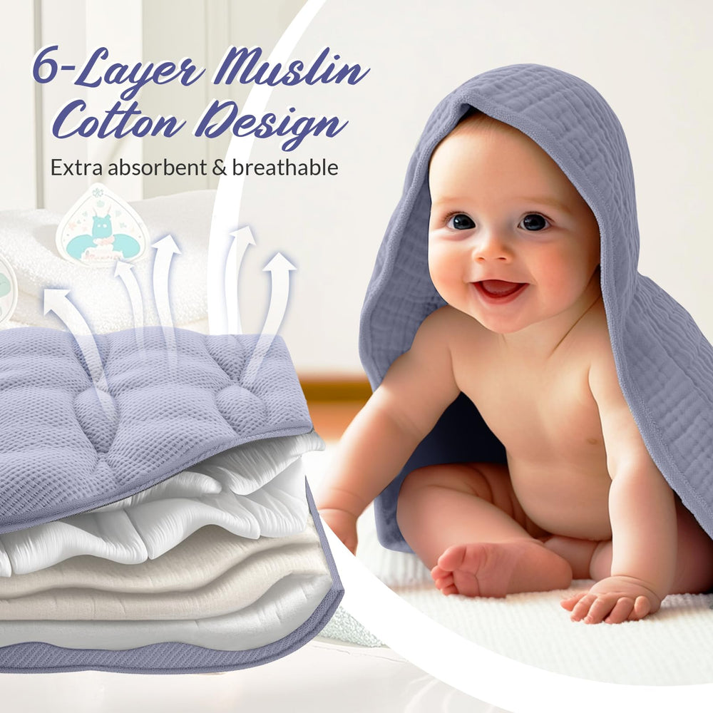 Hahafelt light blue muslin washcloth, soft and quick-drying for delicate skin.