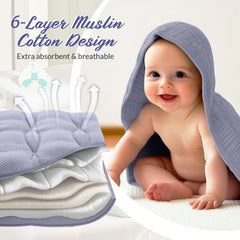 Hahafelt light blue muslin washcloth, soft and quick-drying for delicate skin.