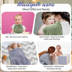 Hahafelt light green muslin washcloth, gentle daily cleansing for infants.