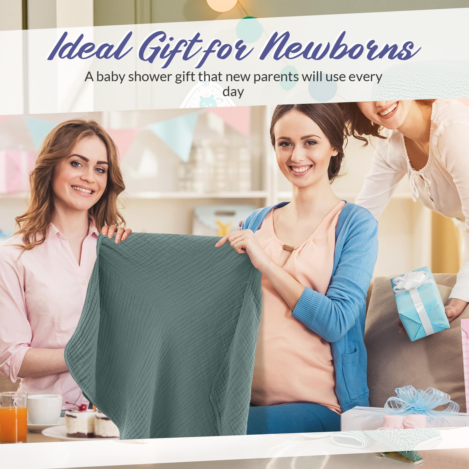 Hahafelt six-piece muslin bath set packaging for easy gifting.