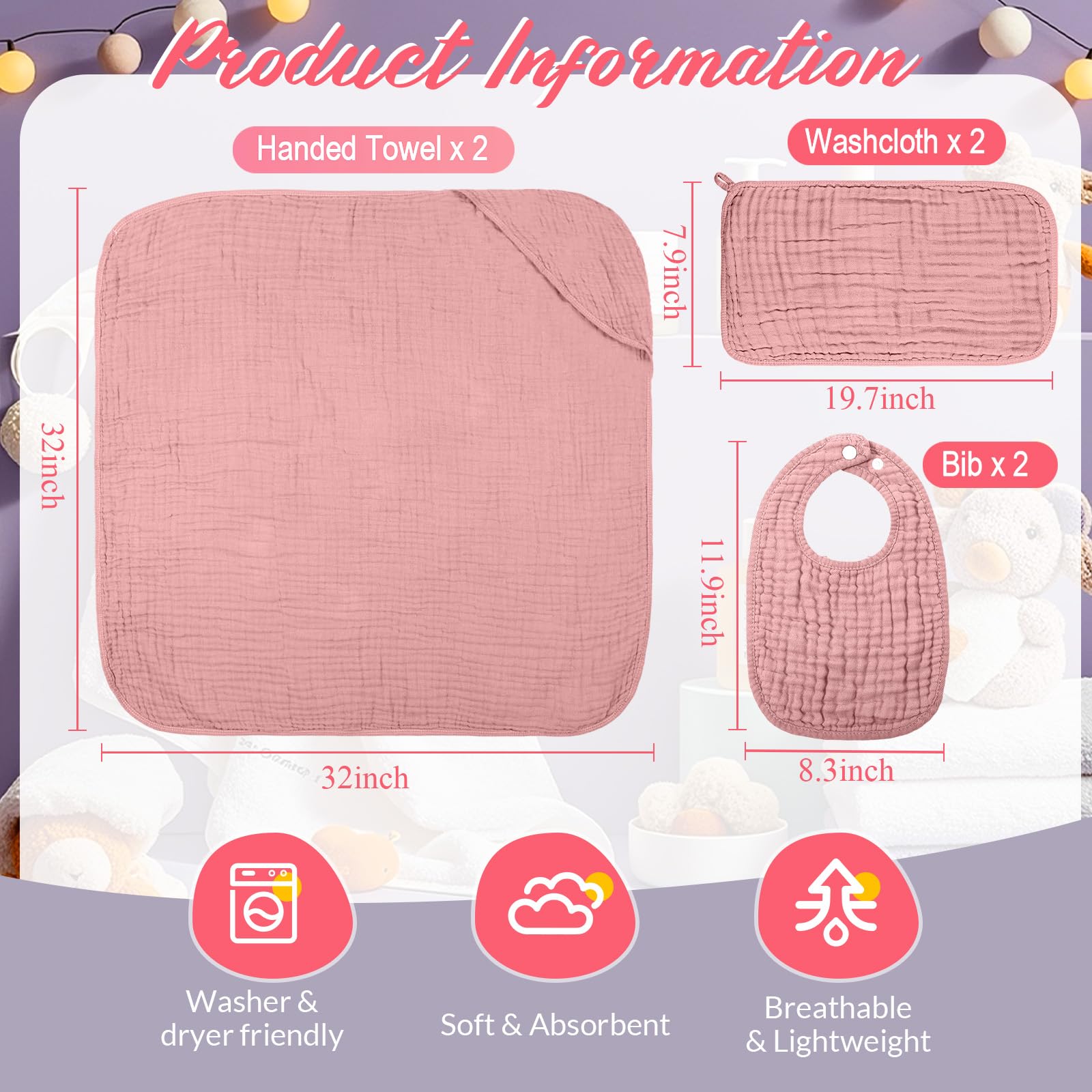Hahafelt brown muslin hooded towel, gentle warmth after bath.