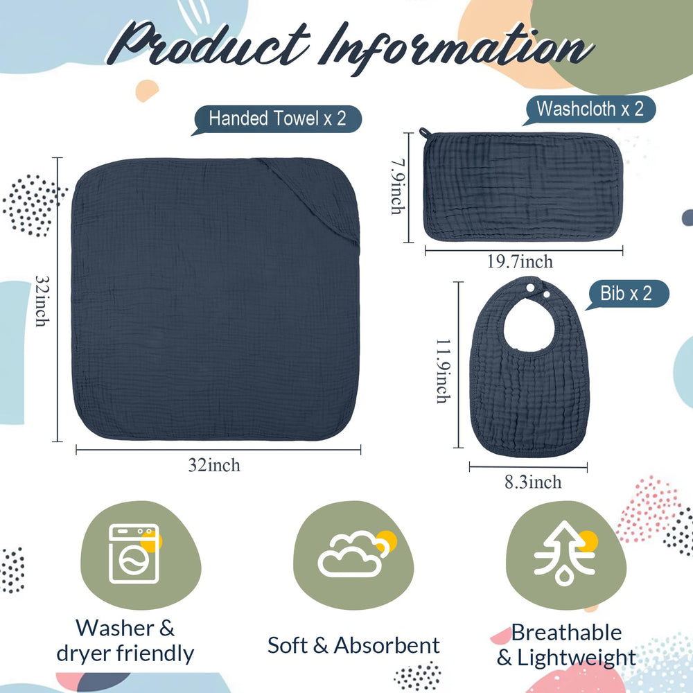 Hahafelt green muslin hooded towel, gentle warmth for baby