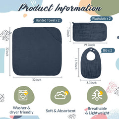 Hahafelt green muslin hooded towel, gentle warmth for baby