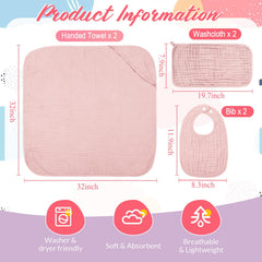 Hahafelt purple muslin hooded towel, cozy warmth after bath.