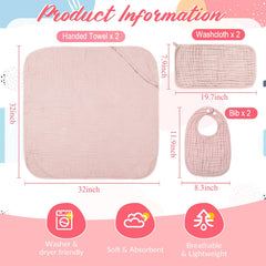 Hahafelt muslin hooded towel light gray provides gentle drying.