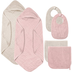 Hahafelt muslin hooded towel light green keeps baby warm and dry.