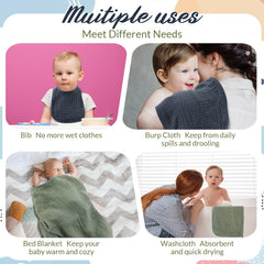 Hahafelt green muslin washcloth, ideal for gentle cleansing