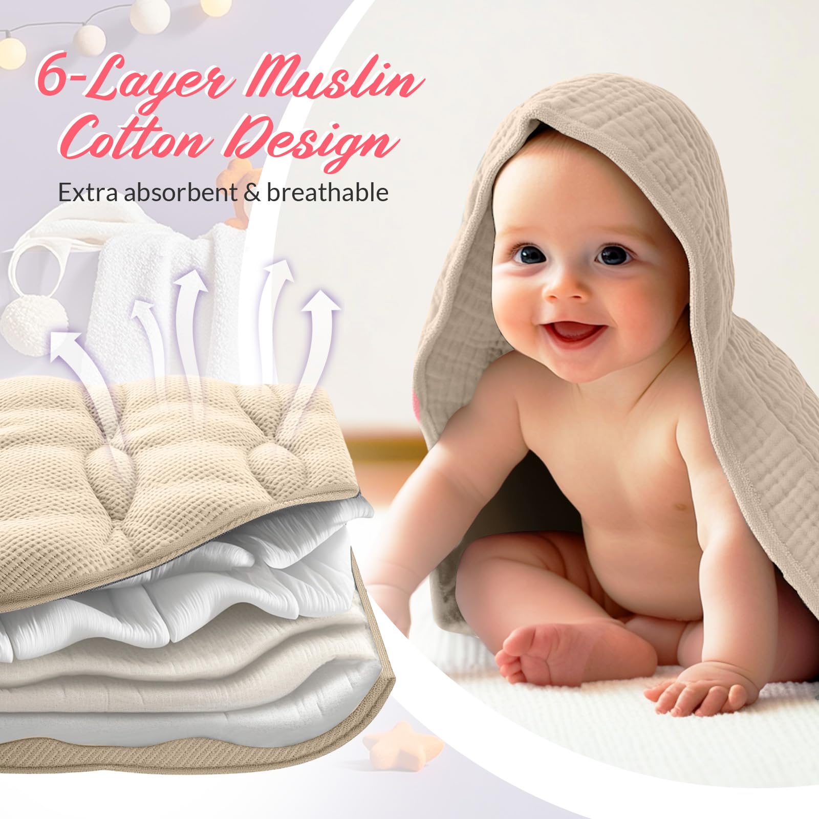 Hahafelt pink muslin washcloth, plush and quick-drying for gentle cleansing.