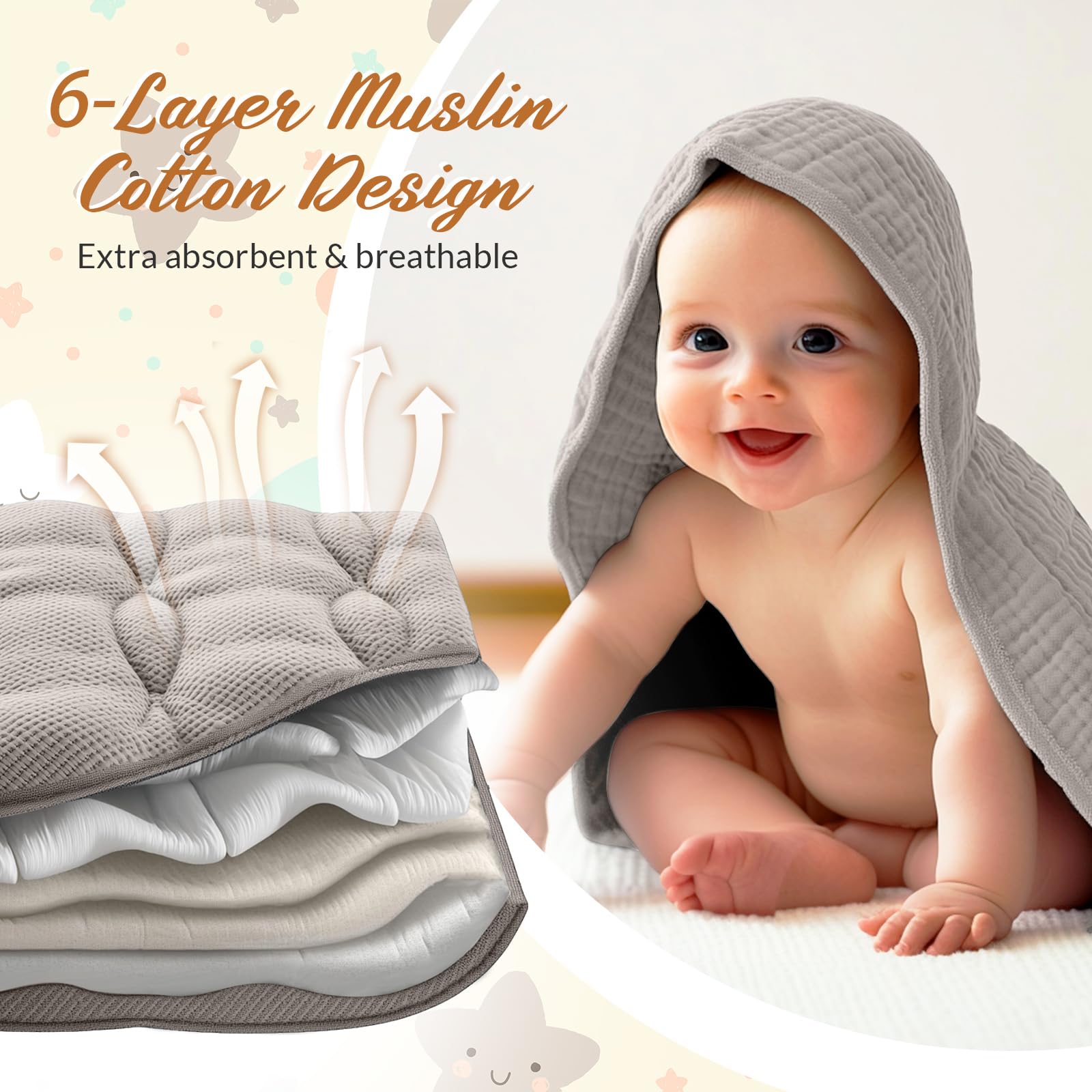 Hahafelt muslin washcloth set, ultra-soft for delicate skin.