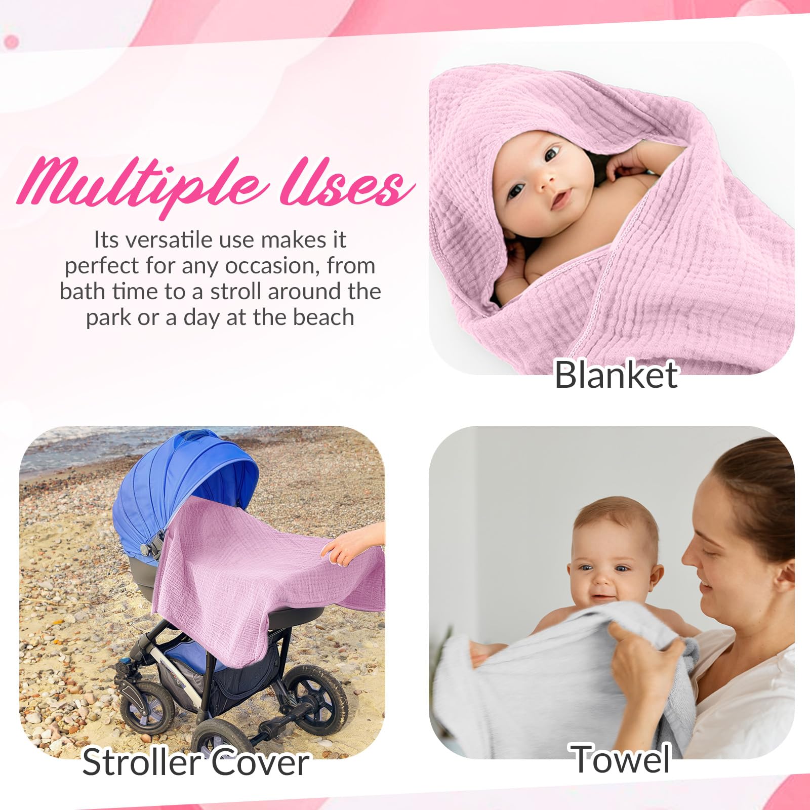 Hahafelt pink newborn washcloths soft and ideal for cleansing