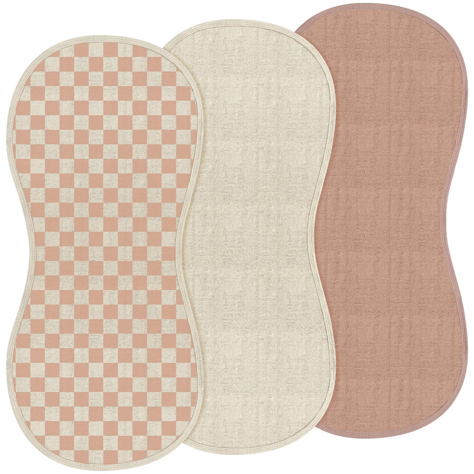 Hahafelt peanut-shape changing pad liner in checker brown provides a soft, clean surface for diaper changes