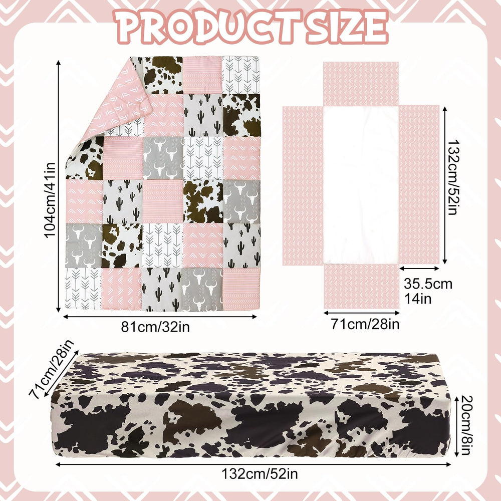 Hahafelt pink gray western crib sheet with secure elastic fit