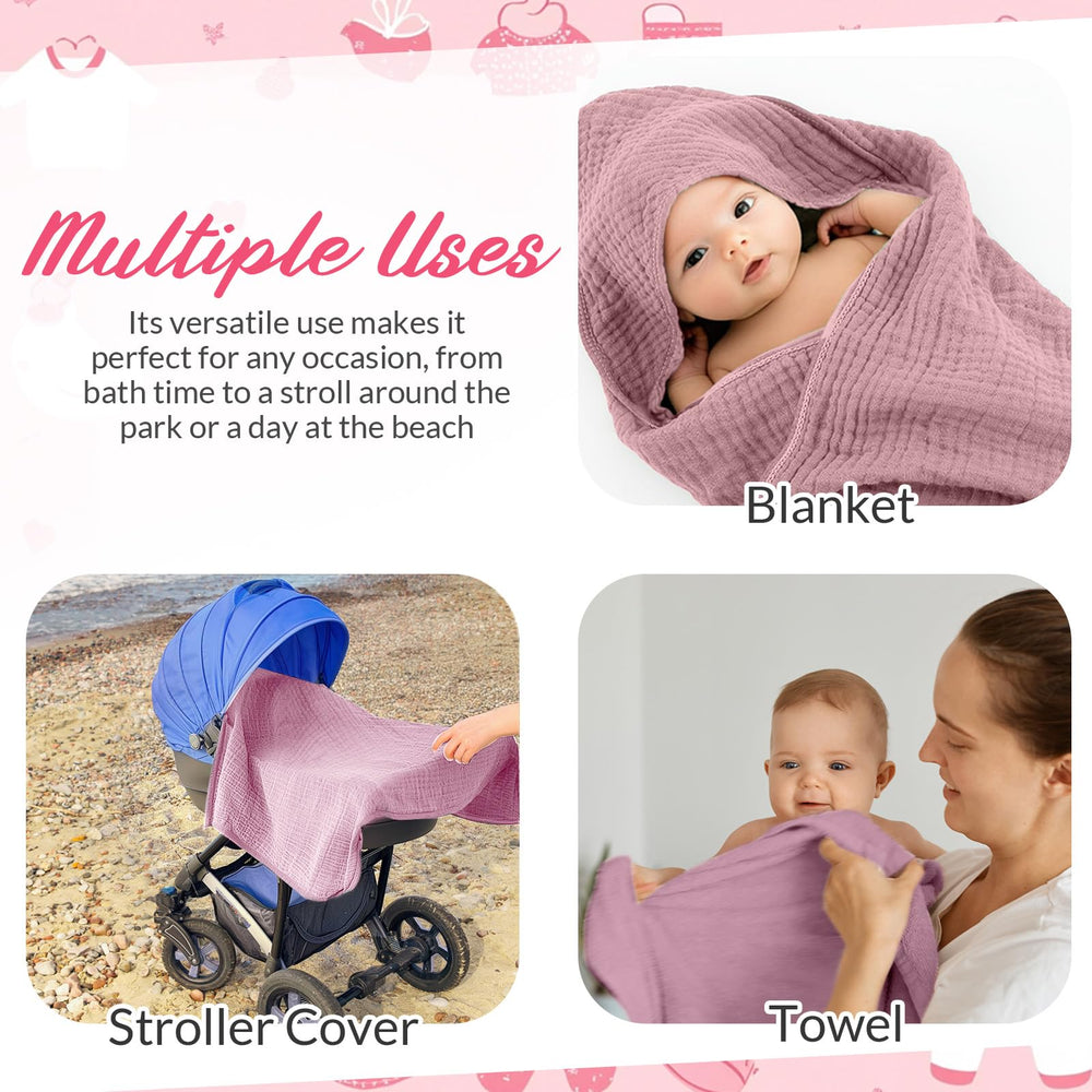 Hahafelt pink baby washcloth, gentle daily cleansing with soft, multi-layer cotton
