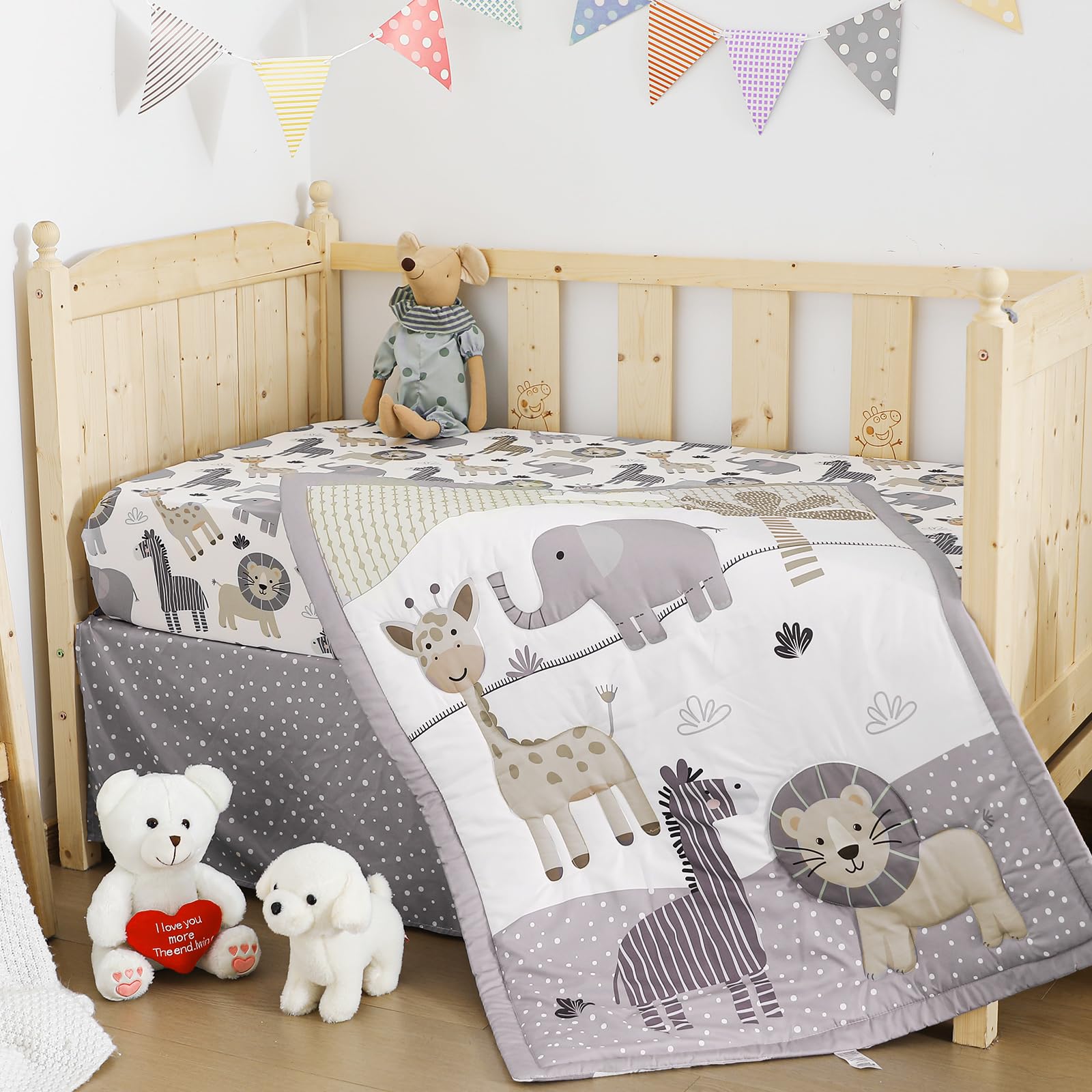 Hahafelt multicolor safari design coordinates with modern nursery decor
