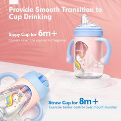 Hahaland sippy cup weighted straw for flexible sipping in any position.