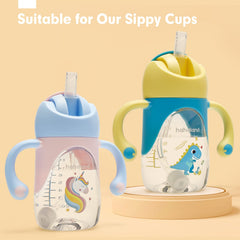 Hahaland food-grade silicone spout and straw soothe baby's mouth and gums.