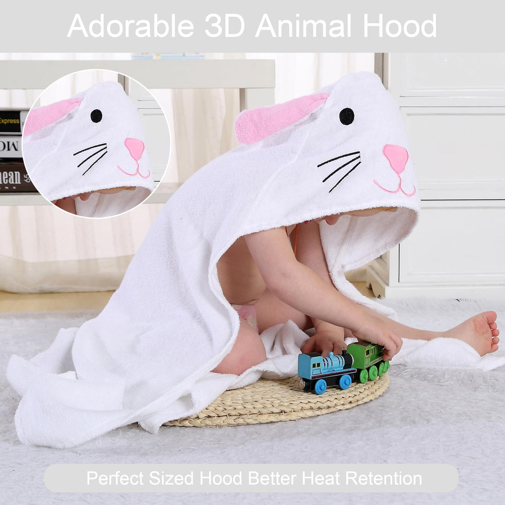 HAHASHOW Elephant hooded towel—large 35x35 inches to envelop growing babies.