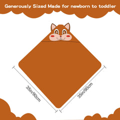 Closeup of soft cotton fabric on HAHASHOW hooded towel with squirrel motif