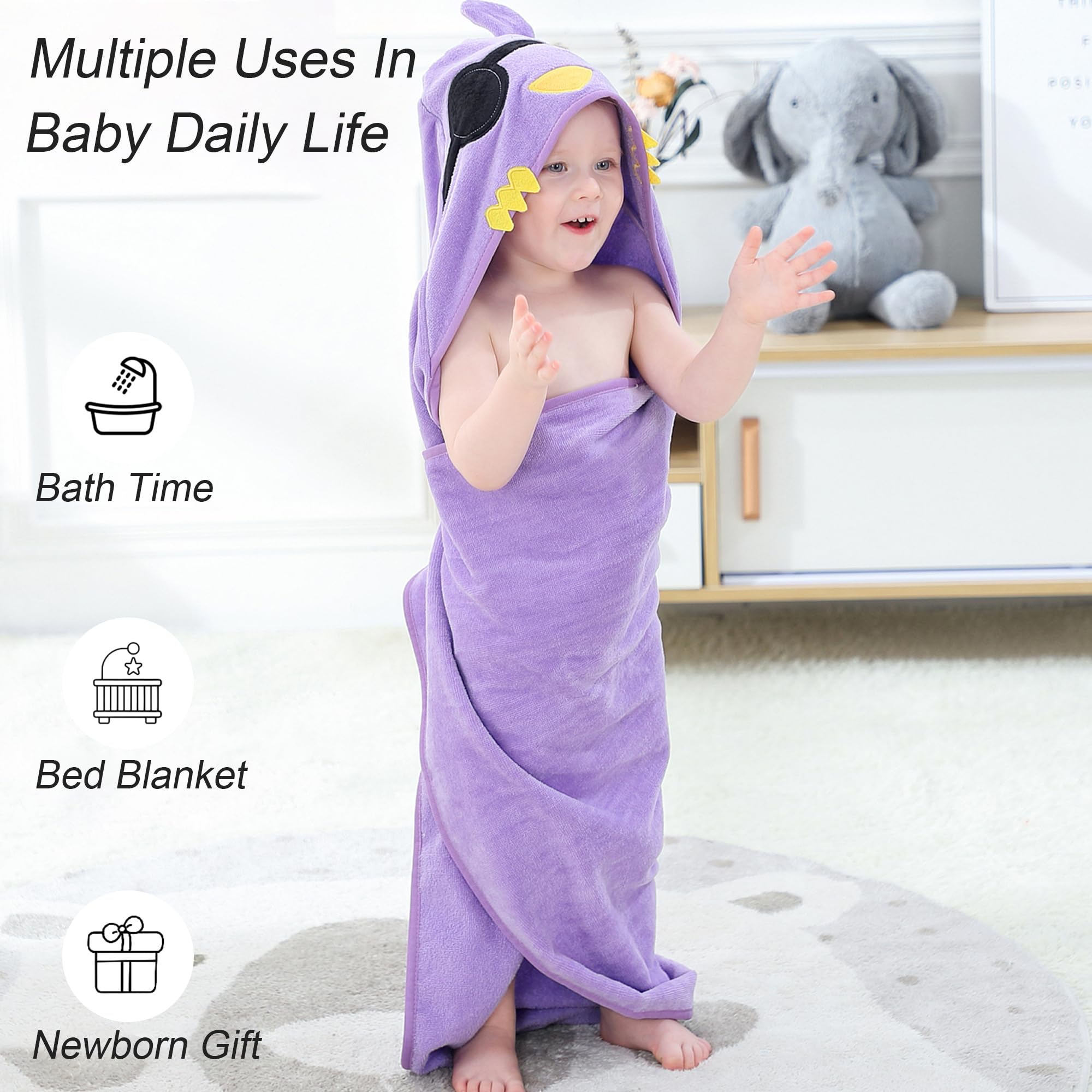 HAHASHOW Large 35x35 inch towel wraps growing babies with comfort.