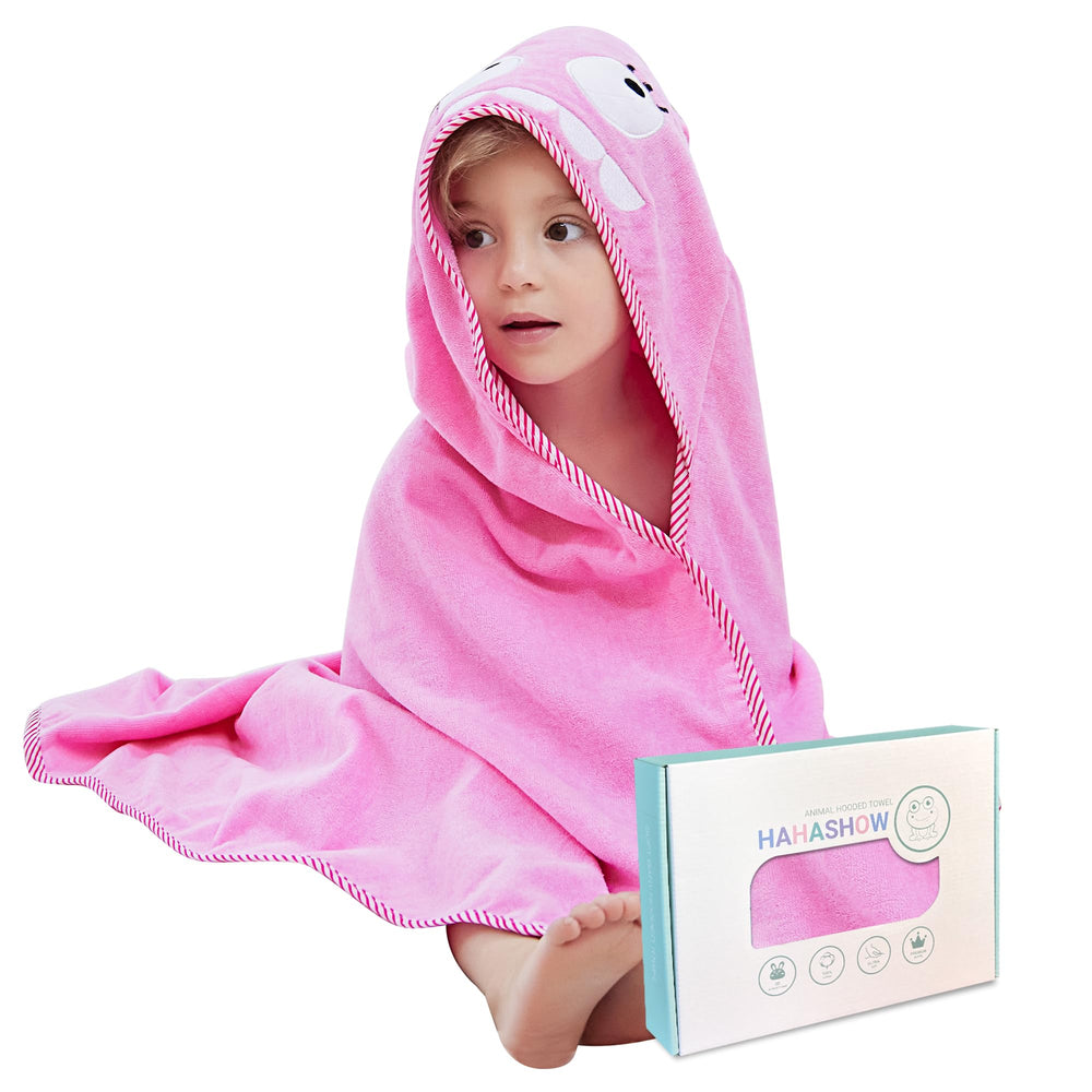 HAHASHOW Powder Monster hooded towel dries baby quickly with ultra-soft cotton