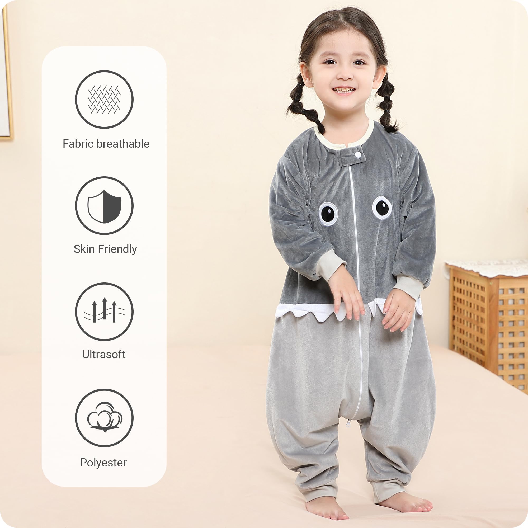 HAHASHOW sleeping bag with long sleeves provides breathable warmth for active toddlers.