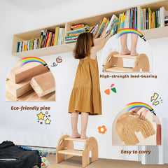 HAHASOLE rainbow toddler stool anti-slip bottom prevents sliding on smooth floors