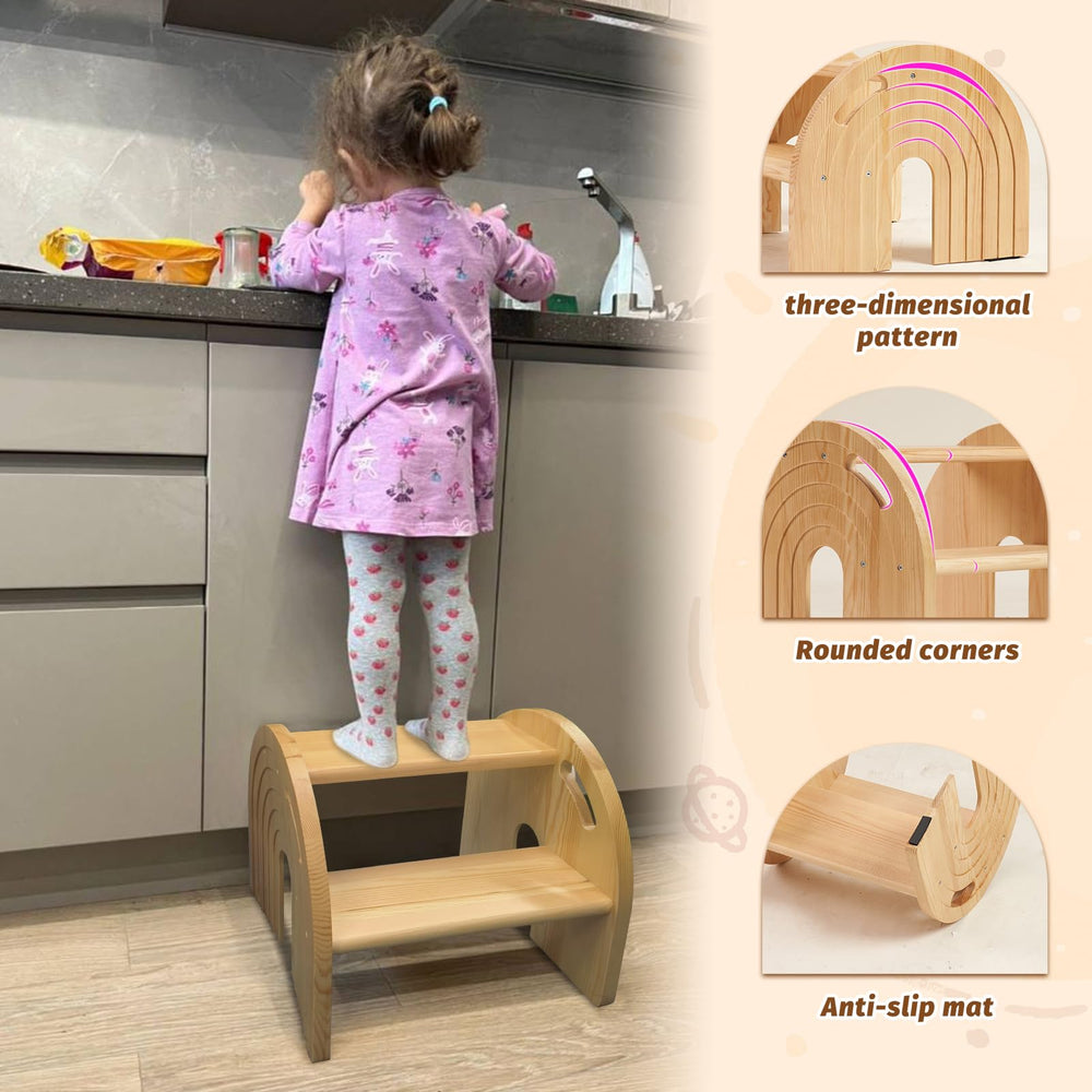 HAHASOLE rainbow toddler stool glow light helps nighttime visibility
