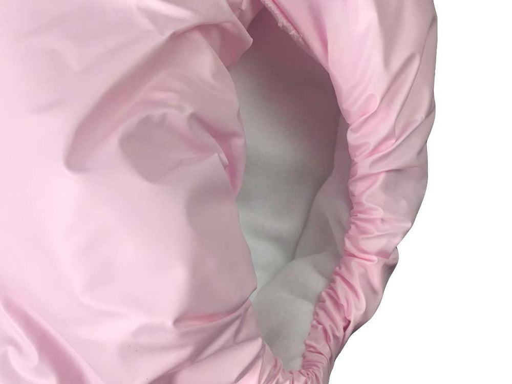Haian AIO diaper in pink, back view with straps emphasizing secure fit and leak protection.