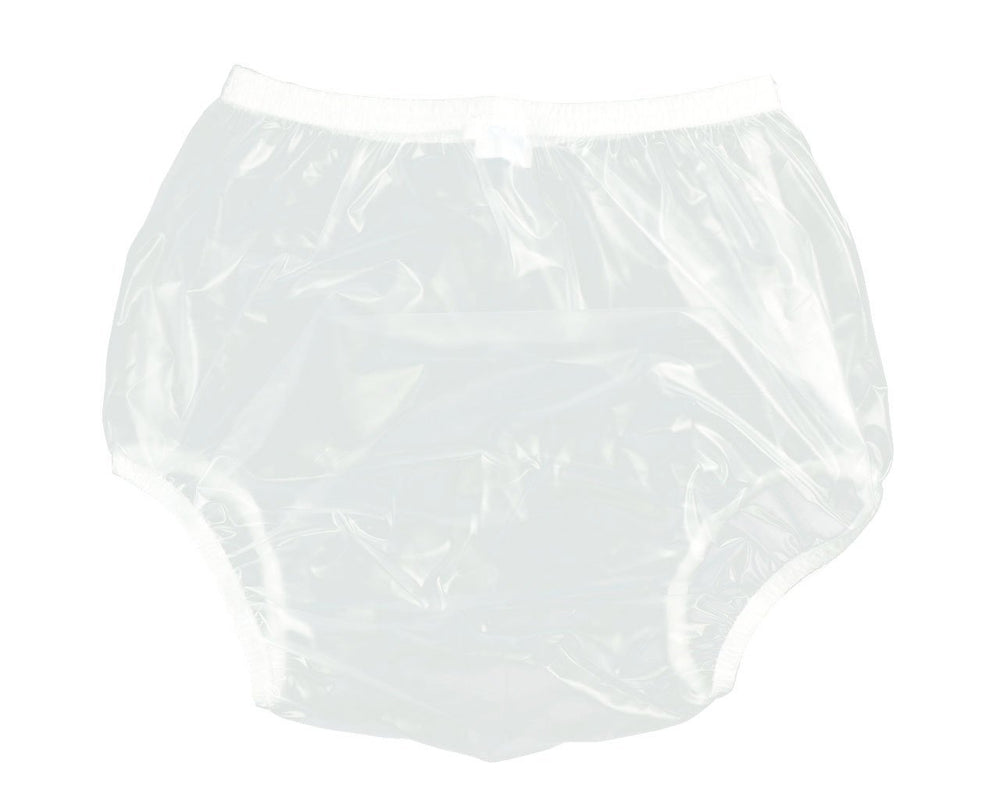 Haian adult pull-on plastic pants in transparent large for discreet day wear protection.
