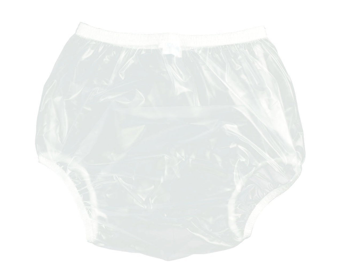 Haian adult pull-on plastic pants in transparent large for discreet day wear protection.