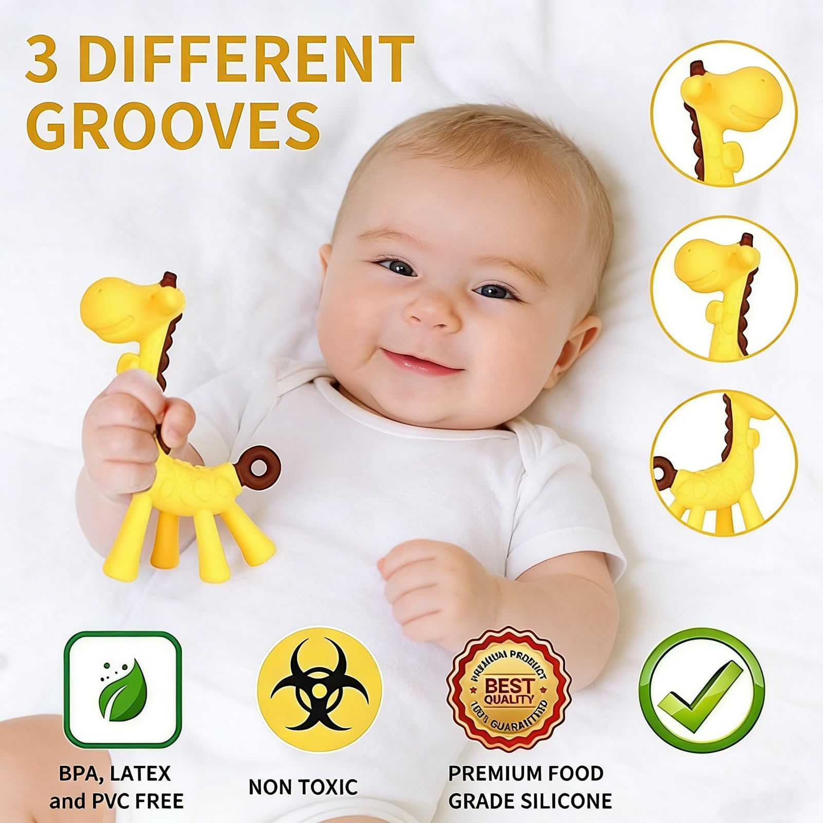 HAILI XMGQ giraffe teether encourages grip and exploration
