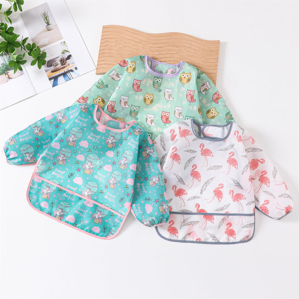 HaimoBurg sleeved bibs with cute patterns add style to every mealtime.