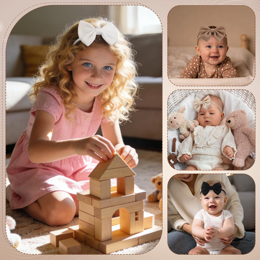 HairChrysm elastic headband with soft fabric for growing babies.