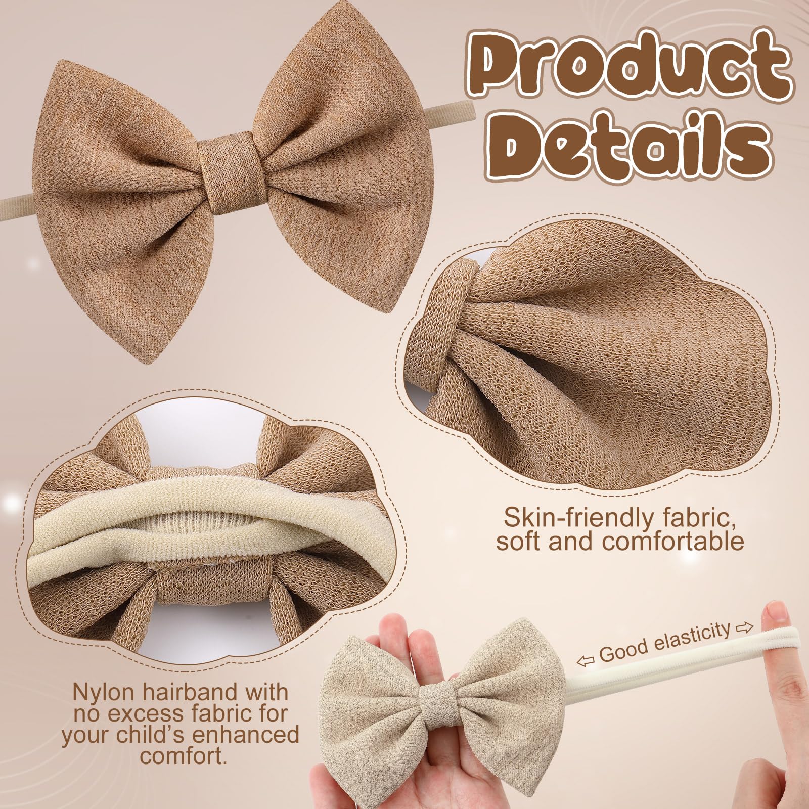 HairChrysm soft baby bow headband in black with gentle elastic fit.