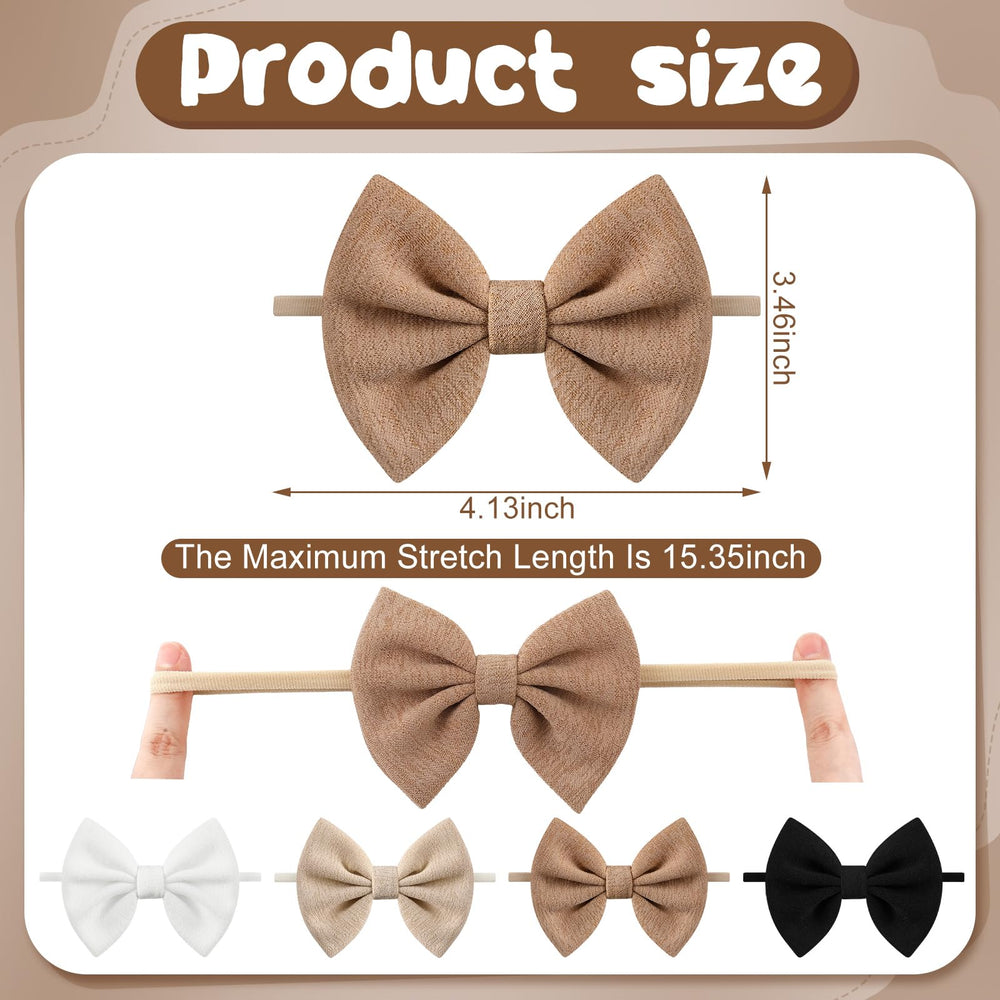 HairChrysm soft baby bow headband in khaki for everyday outfits.
