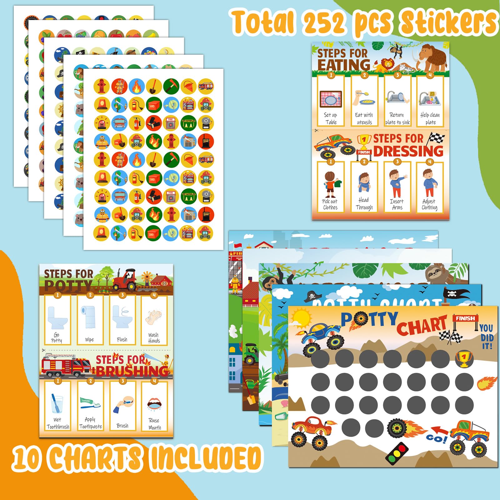 HAJOROM potty chart fireman theme sparks consistency during toilet training